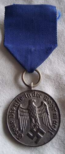 WW2 German third Reich 4 year service Wehrmacht medal