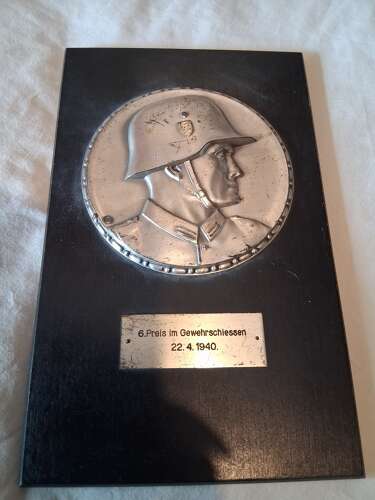 Third Reich shooting award dated 1940 plaque