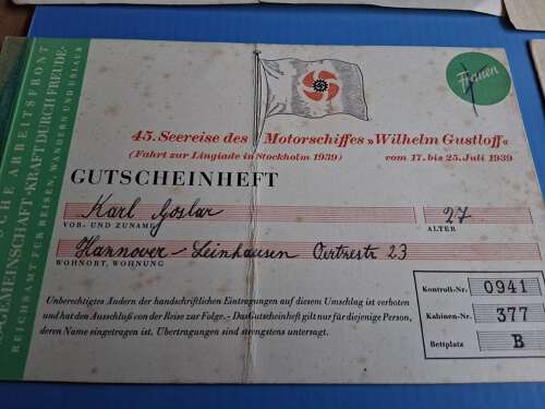 WW2 German third Reich group to Karl goslar on Wilhelm gustloff ship