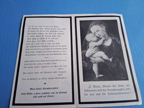 WW2 German third Reich death card