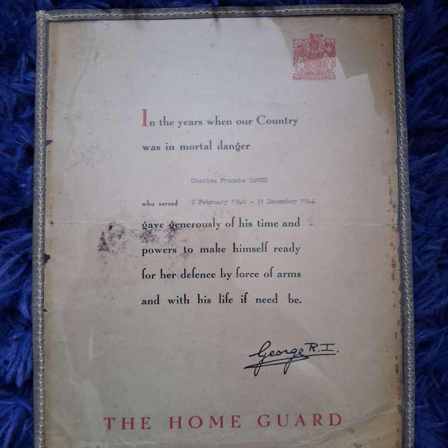 Ww2 home guard certificate priced due to condition